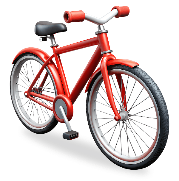 A vintage red and black bicycle on a white background.